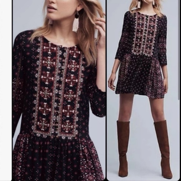 Anthropologie Red and White Mini Sundress with Square Neck - Picture 3 of 14